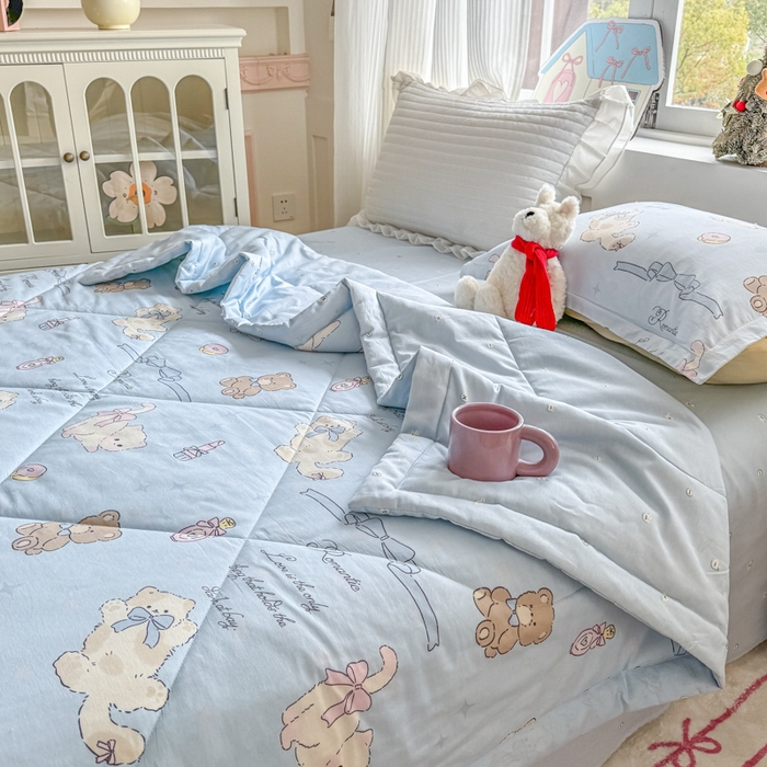 91家纺网 家纺一手货源 找家纺 欧喜璐 2025新款里外全棉夏凉被奶油阿布-兰