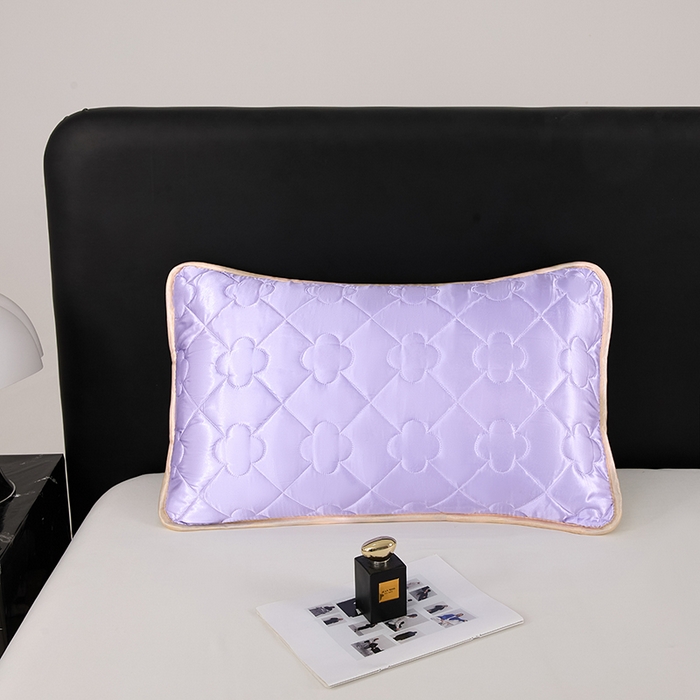 91家纺网 家纺一手货源 找家纺 梦舒羽 2025新款夏季冰丝凉感夹棉枕套单人一对装可水洗加厚枕头套宿舍48x74cm枕芯套 夹棉加厚-雪青色