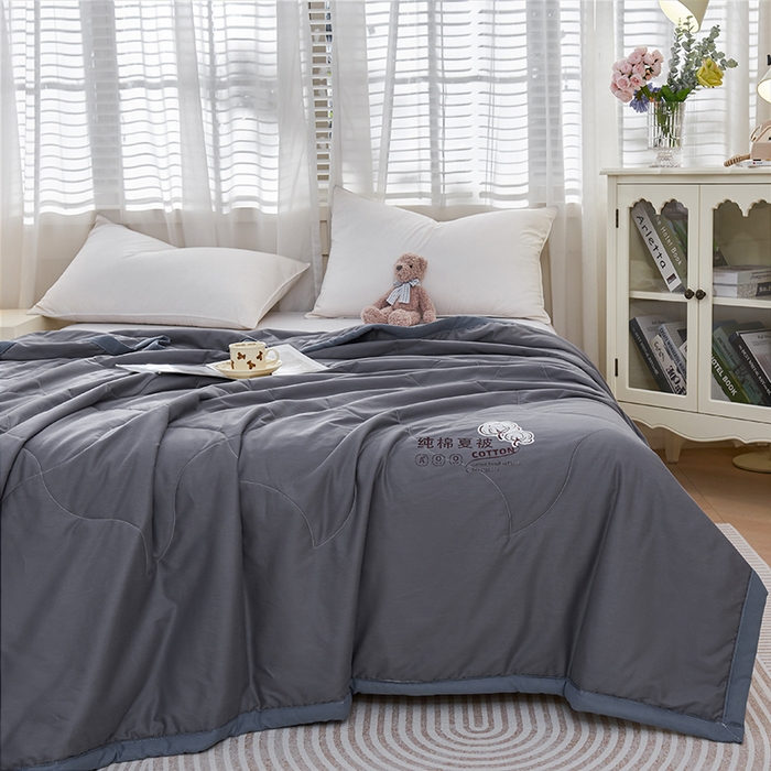 91家纺网 家纺一手货源 找家纺 被多多 2025新款全棉纯棉羽丝棉夏被夏凉被空调被 高级灰