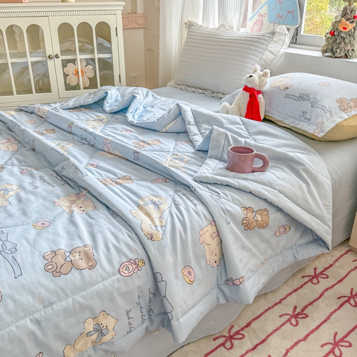 91家纺网 家纺一手货源 找家纺 欧喜璐 2025新款里外全棉夏凉被奶油阿布-兰