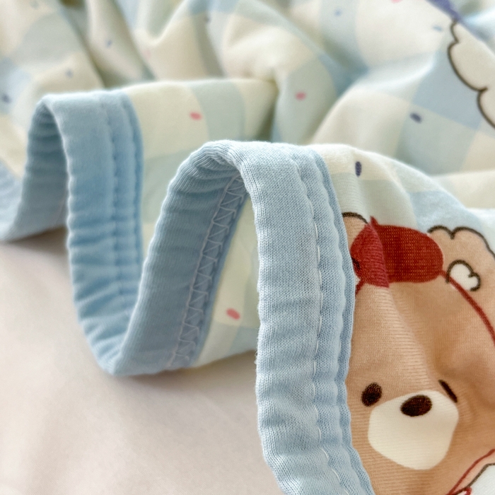 91家纺网 家纺一手货源 找家纺 葡萄家 2025新款A类母婴级大豆纤维牛奶丝针织棉夏凉被（提供买家秀）格子小熊