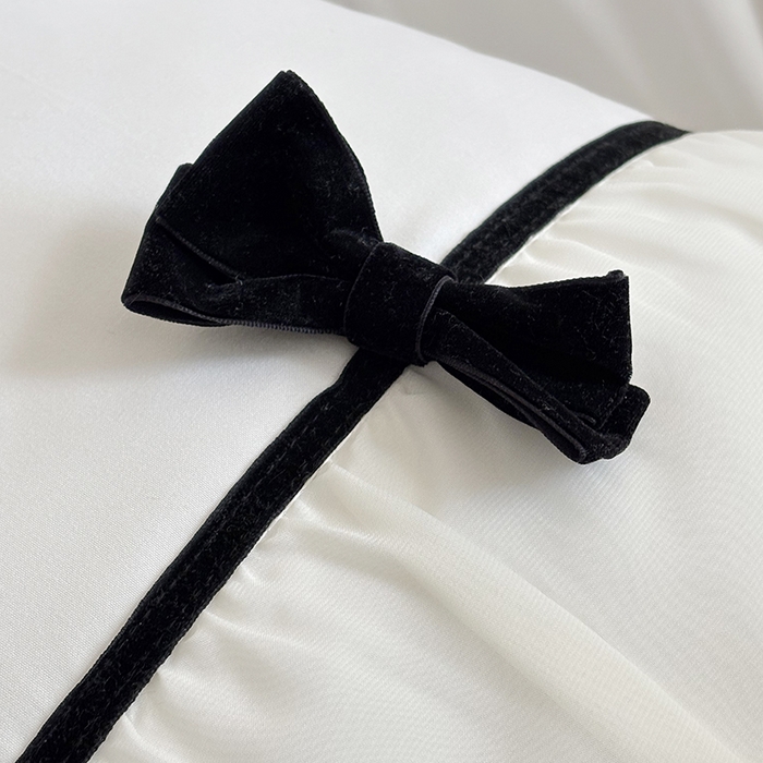 91家纺网 家纺一手货源 找家纺 梧桐家居 2025新款法式高定蝴蝶结赛琳娜雪纺花边四件套 赛琳娜-白