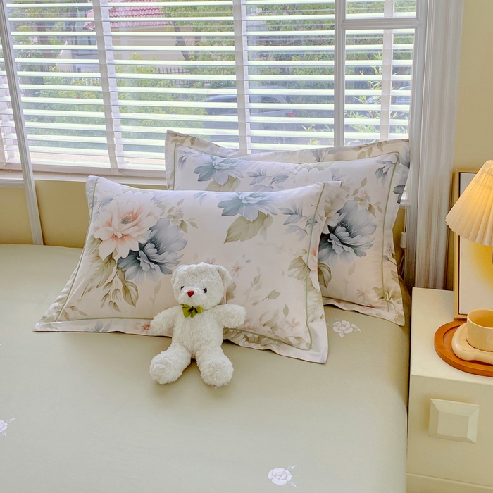 91家纺网 家纺一手货源 找家纺 星期三  2025年4月新款铂金全棉纯棉13372四件套 加微信有会员价 花几度-绿