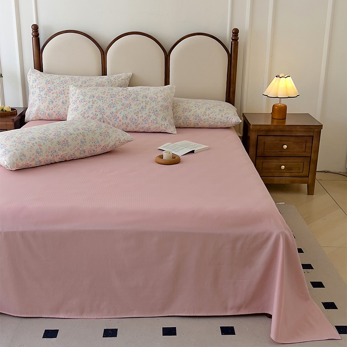 91家纺网 家纺一手货源 找家纺 优品阁 2025新款人字纹全棉双层纱四件套 汪小姐【升级款-提花人字纹床单】