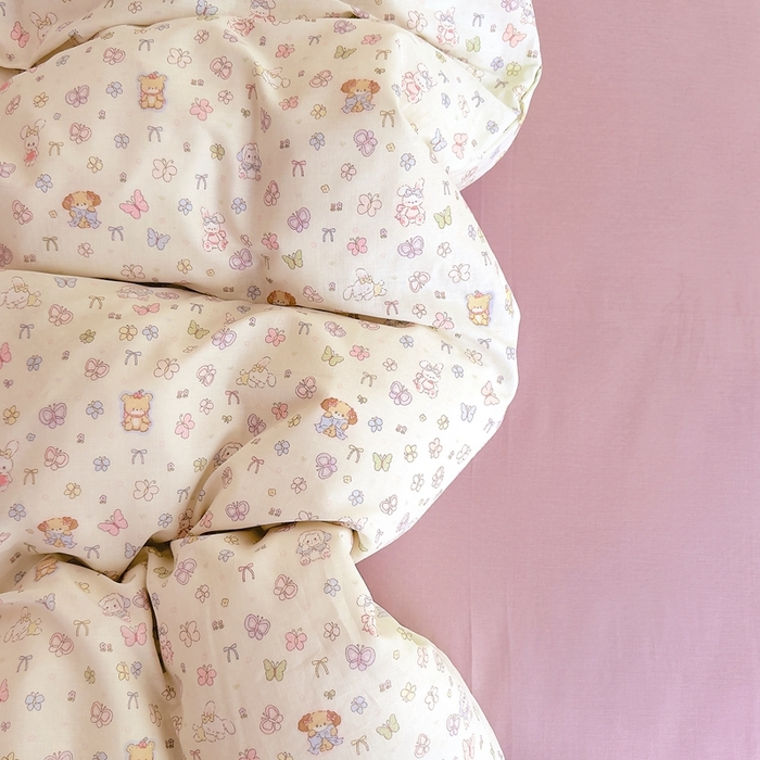 91家纺网 家纺一手货源 找家纺 优品阁 2025新款人字纹全棉双层纱四件套 洛丽塔【升级款-提花人字纹床单】