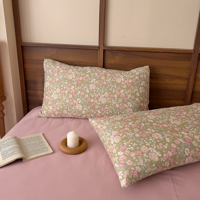 91家纺网 家纺一手货源 找家纺 优品阁 2025新款人字纹全棉双层纱四件套 梨荷小姐【升级款-提花人字纹床单】