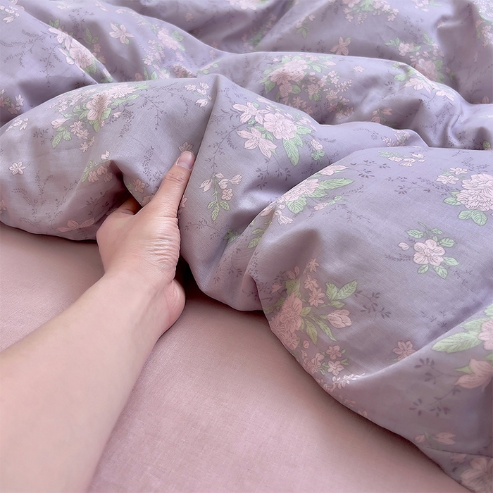 91家纺网 家纺一手货源 找家纺 优品阁 2025新款人字纹全棉双层纱四件套 安然花语【升级款-提花人字纹床单】