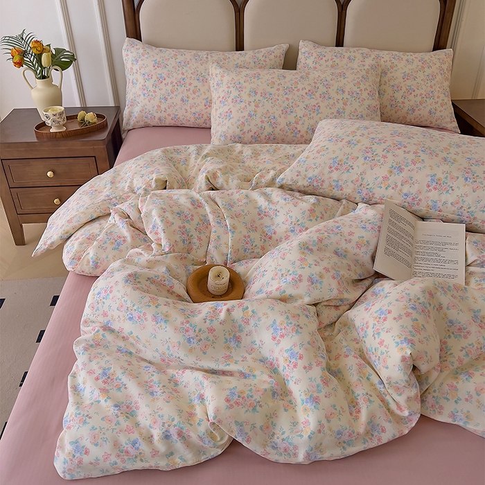 91家纺网 家纺一手货源 找家纺 优品阁 2025新款人字纹全棉双层纱四件套 汪小姐【升级款-提花人字纹床单】