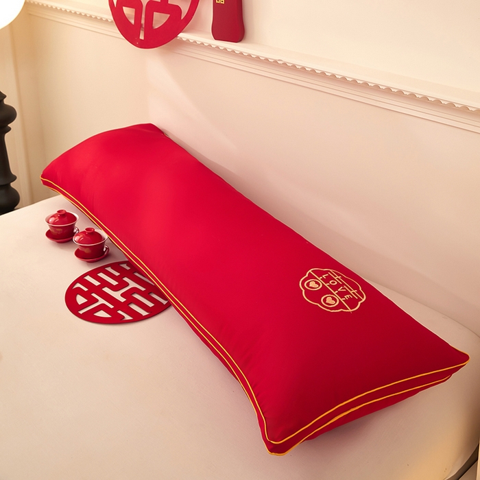 91家纺网 家纺一手货源 找家纺 三盛源 2025新款舒适亲肤长枕头枕芯 48*150cm长枕芯花样三喜/只