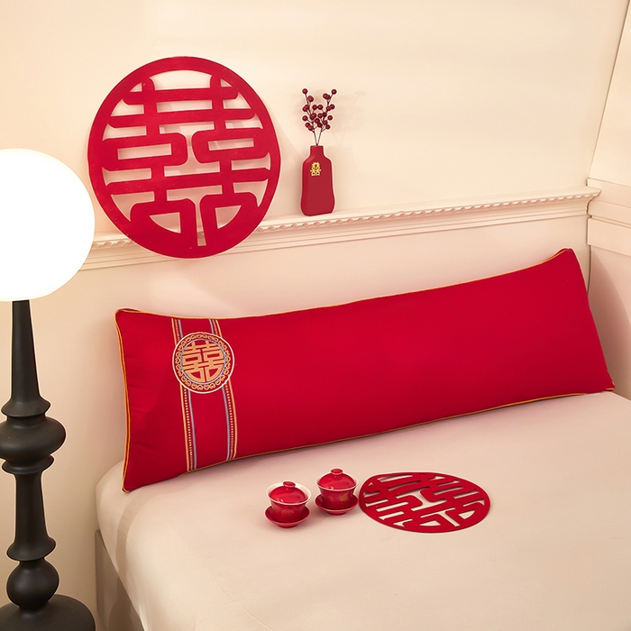 91家纺网 家纺一手货源 找家纺 三盛源 2025新款舒适亲肤长枕头枕芯 48*150cm长枕芯喜结良缘/只