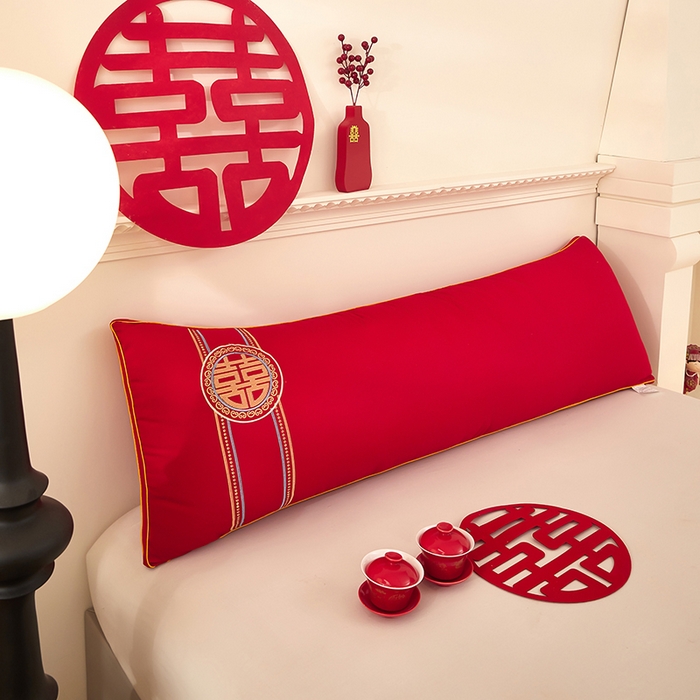 91家纺网 家纺一手货源 找家纺 三盛源 2025新款舒适亲肤长枕头枕芯 48*150cm长枕芯喜结良缘/只