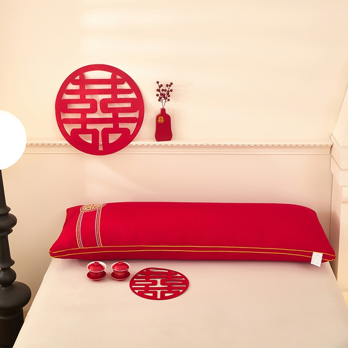 91家纺网 家纺一手货源 找家纺 三盛源 2025新款舒适亲肤长枕头枕芯 48*150cm长枕芯喜结良缘/只