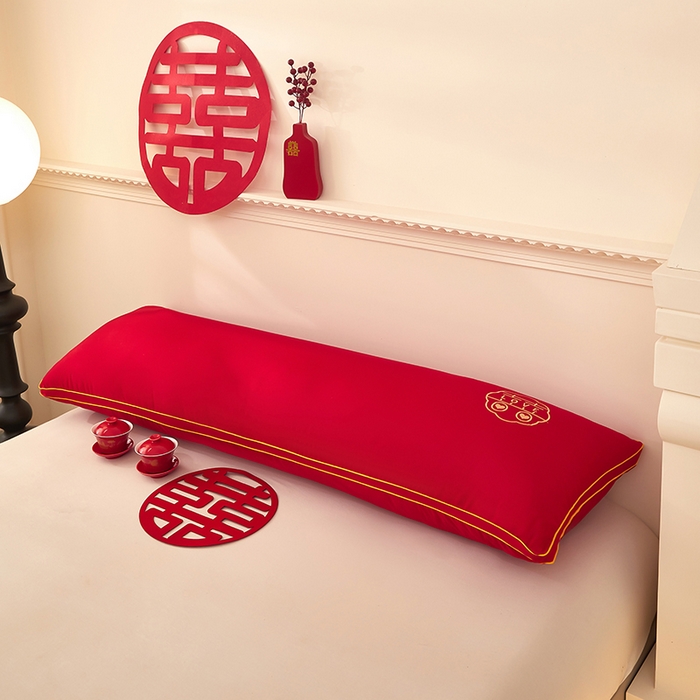 91家纺网 家纺一手货源 找家纺 三盛源 2025新款舒适亲肤长枕头枕芯 48*180cm长枕芯花样三喜/只