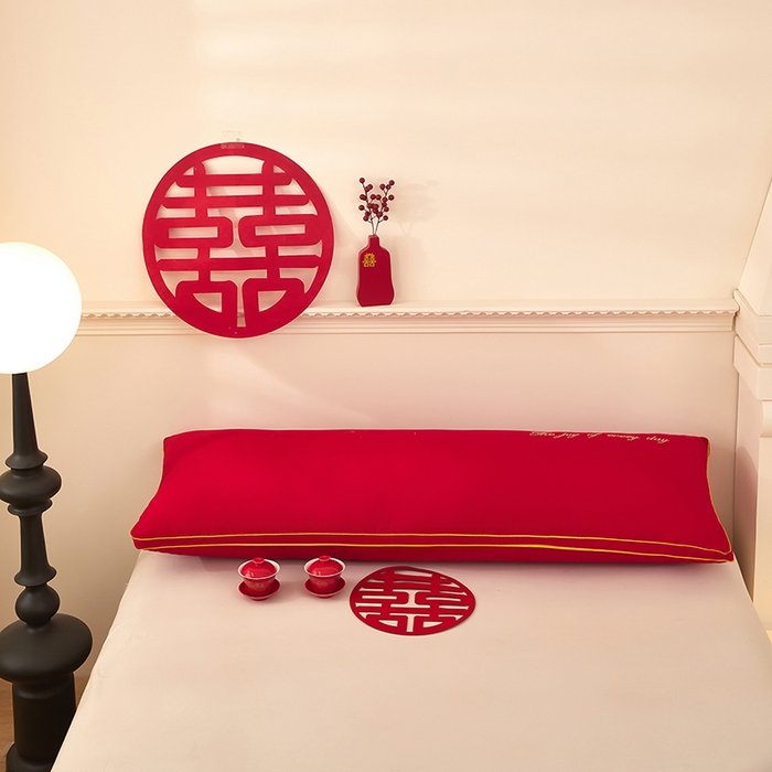 91家纺网 家纺一手货源 找家纺 三盛源 2025新款舒适亲肤长枕头枕芯 48*180cm长枕芯四方来喜/只