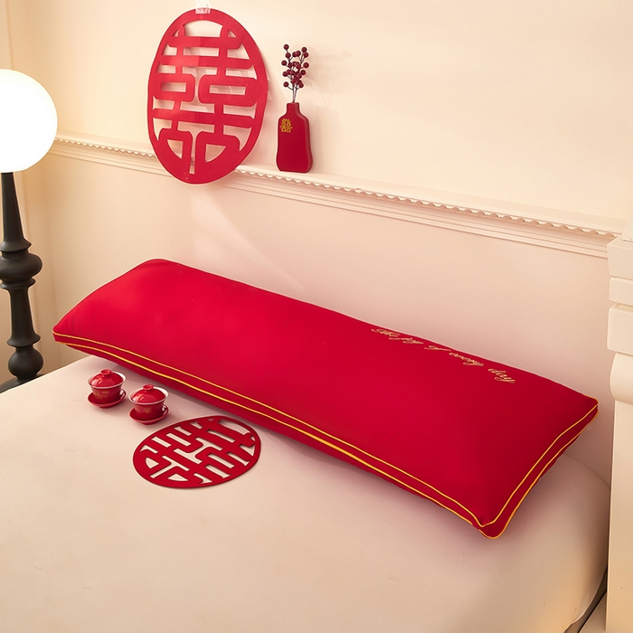 91家纺网 家纺一手货源 找家纺 三盛源 2025新款舒适亲肤长枕头枕芯 48*180cm长枕芯四方来喜/只