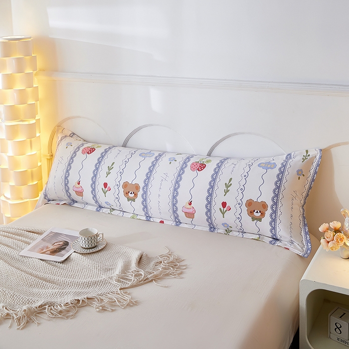 三盛源 2025新款双人枕套1.21.5一体加长夫妻情侣1.8拆洗枕头套长款枕芯套 奶油小熊