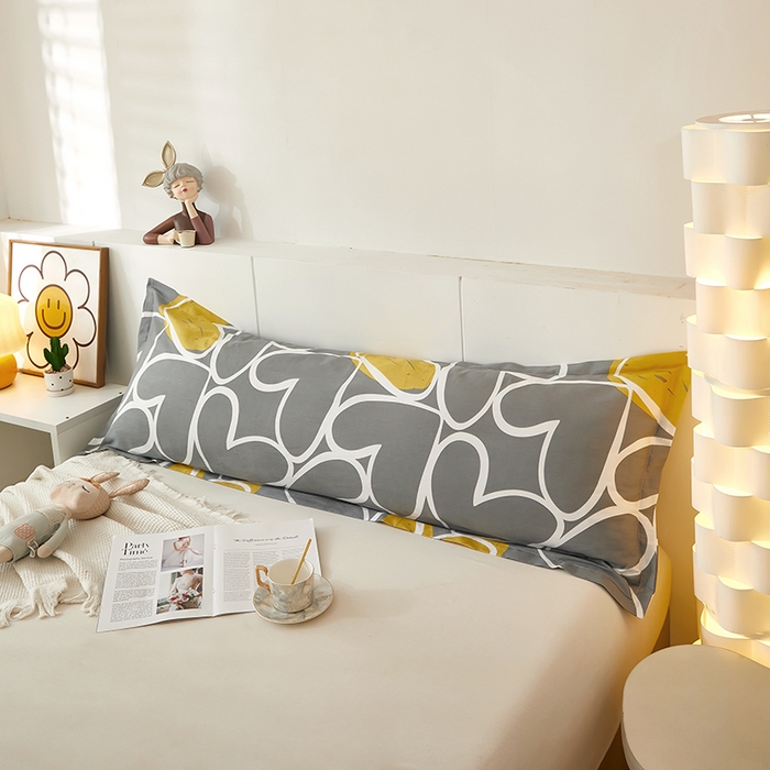 三盛源 2025新款双人枕套1.21.5一体加长夫妻情侣1.8拆洗枕头套长款枕芯套 怦然心动 灰