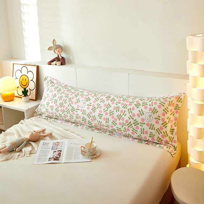 三盛源 2025新款双人枕套1.21.5一体加长夫妻情侣1.8拆洗枕头套长款枕芯套 仙仙兔 粉