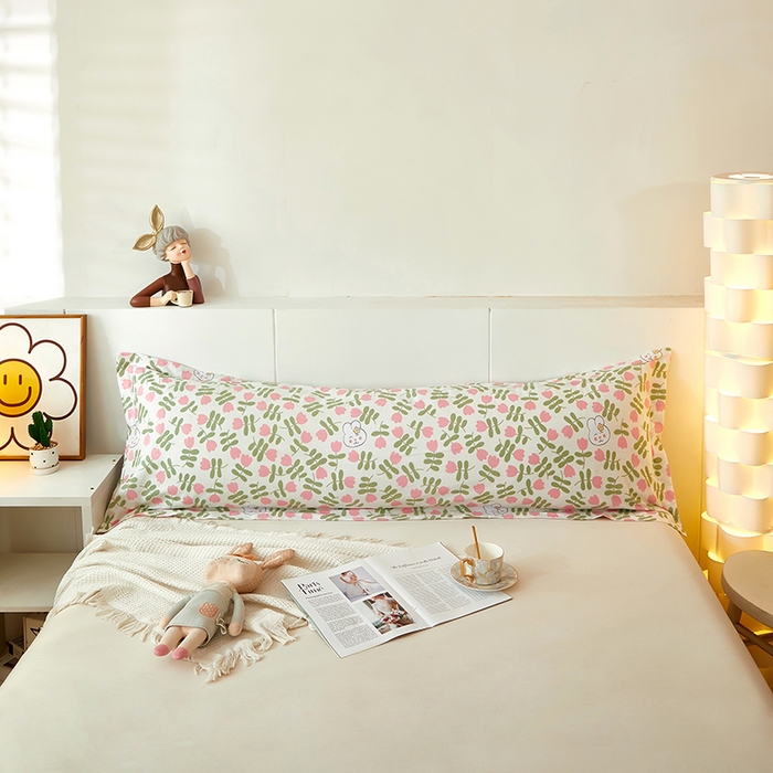 91家纺网 家纺一手货源 找家纺 三盛源 2025新款双人枕套1.21.5一体加长夫妻情侣1.8拆洗枕头套长款枕芯套 仙仙兔 粉