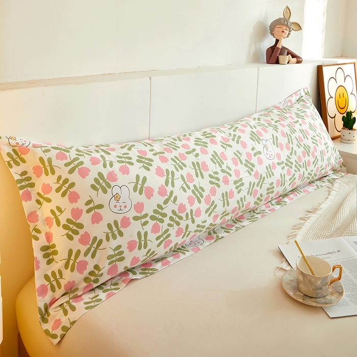 91家纺网 家纺一手货源 找家纺 三盛源 2025新款双人枕套1.21.5一体加长夫妻情侣1.8拆洗枕头套长款枕芯套 仙仙兔 粉