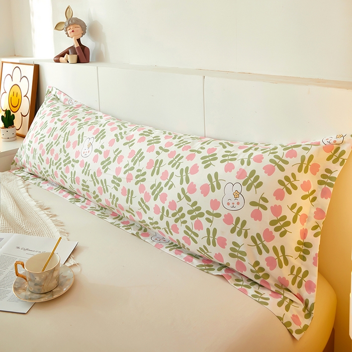 91家纺网 家纺一手货源 找家纺 三盛源 2025新款双人枕套1.21.5一体加长夫妻情侣1.8拆洗枕头套长款枕芯套 仙仙兔 粉