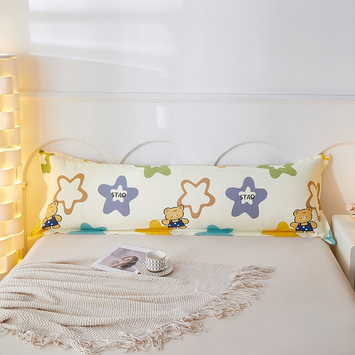 91家纺网 家纺一手货源 找家纺 三盛源 2025新款双人枕套1.21.5一体加长夫妻情侣1.8拆洗枕头套长款枕芯套 星星熊