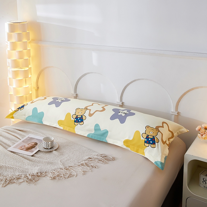 91家纺网 家纺一手货源 找家纺 三盛源 2025新款双人枕套1.21.5一体加长夫妻情侣1.8拆洗枕头套长款枕芯套 星星熊