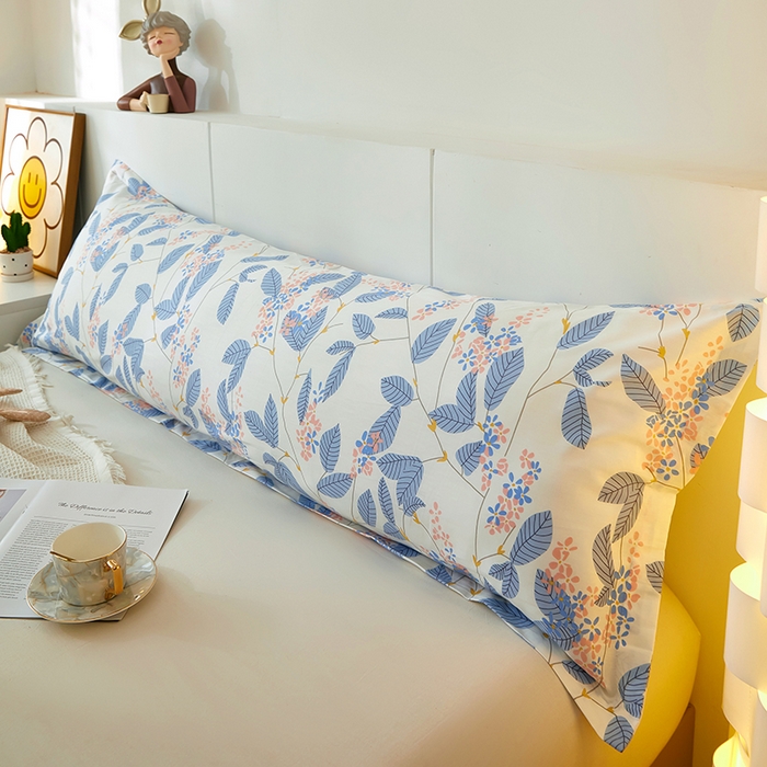 91家纺网 家纺一手货源 找家纺 三盛源 2025新款双人枕套1.21.5一体加长夫妻情侣1.8拆洗枕头套长款枕芯套 叶蓓 蓝