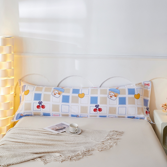 91家纺网 家纺一手货源 找家纺 三盛源 2025新款双人枕套1.21.5一体加长夫妻情侣1.8拆洗枕头套长款枕芯套 樱桃丸子