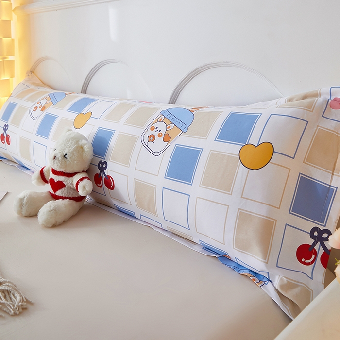 91家纺网 家纺一手货源 找家纺 三盛源 2025新款双人枕套1.21.5一体加长夫妻情侣1.8拆洗枕头套长款枕芯套 樱桃丸子