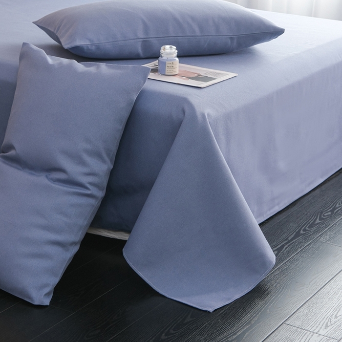 91家纺网 家纺一手货源 找家纺 慕绸家纺（原萌宝老粗布厂家） 2025新款老粗布老帆布空调软凉席原棉粗纱系列床单三件套 冰岛蓝