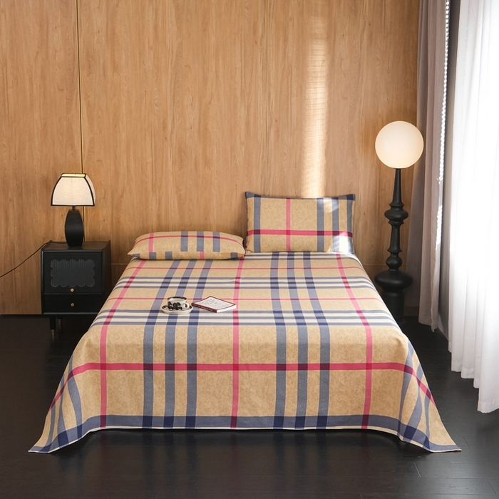 91家纺网 家纺一手货源 找家纺 慕绸家纺（原萌宝老粗布厂家） 2025新款老粗布老帆布空调软凉席原棉粗纱系列床单三件套 英伦时尚