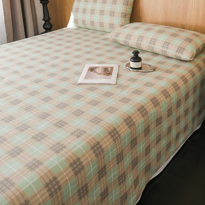 91家纺网 家纺一手货源 找家纺 慕绸家纺（原萌宝老粗布厂家） 2025新款老粗布老帆布空调软凉席原棉粗纱系列床单三件套 梦想格