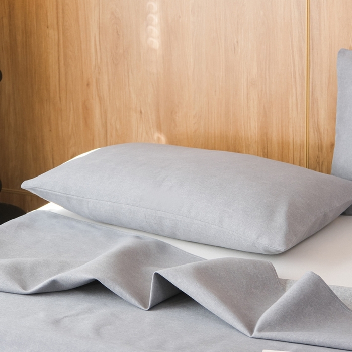 91家纺网 家纺一手货源 找家纺 慕绸家纺（原萌宝老粗布厂家） 2025新款老粗布老帆布空调软凉席原棉粗纱系列床单三件套 冰川灰