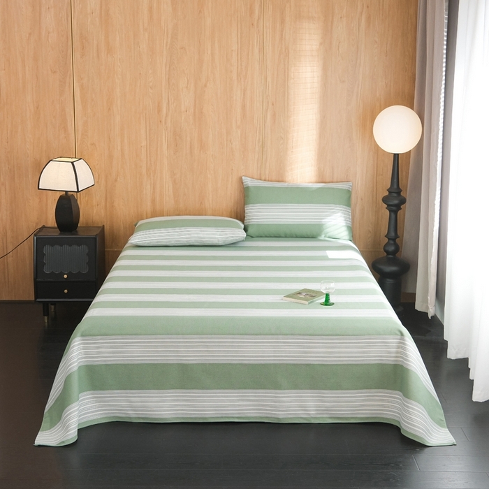 91家纺网 家纺一手货源 找家纺 慕绸家纺（原萌宝老粗布厂家） 2025新款老粗布老帆布空调软凉席原棉粗纱系列床单三件套 森屿