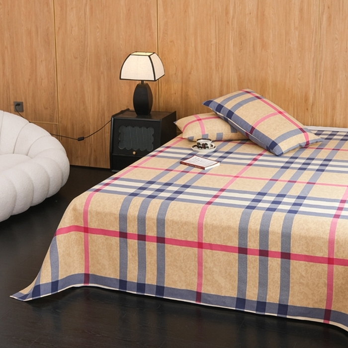 91家纺网 家纺一手货源 找家纺 慕绸家纺（原萌宝老粗布厂家） 2025新款老粗布老帆布空调软凉席原棉粗纱系列床单三件套 英伦时尚