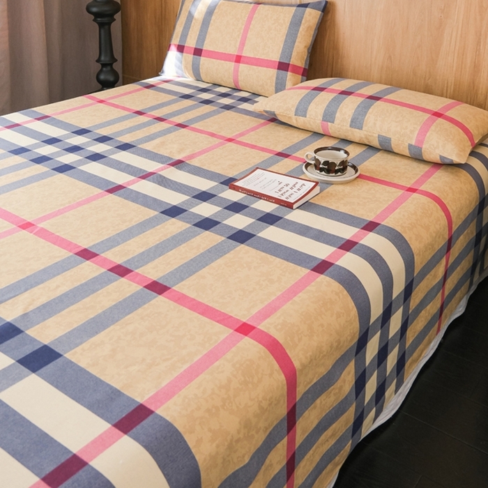 91家纺网 家纺一手货源 找家纺 慕绸家纺（原萌宝老粗布厂家） 2025新款老粗布老帆布空调软凉席原棉粗纱系列床单三件套 英伦时尚