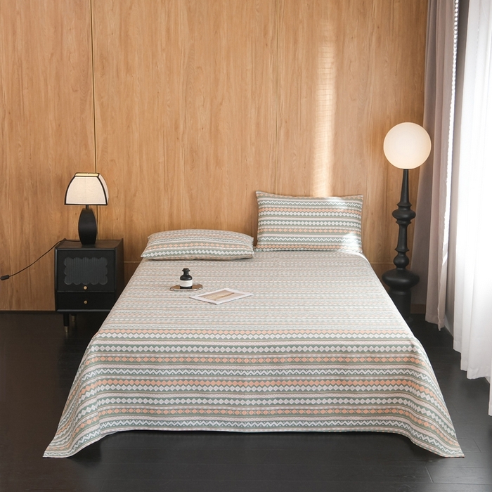 91家纺网 家纺一手货源 找家纺 慕绸家纺（原萌宝老粗布厂家） 2025新款老粗布老帆布空调软凉席原棉粗纱系列床单三件套 米亚