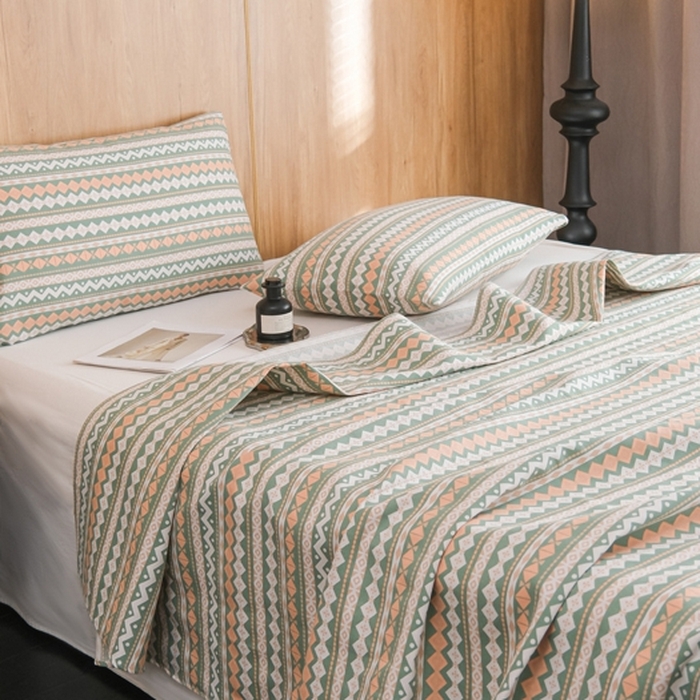 91家纺网 家纺一手货源 找家纺 慕绸家纺（原萌宝老粗布厂家） 2025新款老粗布老帆布空调软凉席原棉粗纱系列床单三件套 米亚