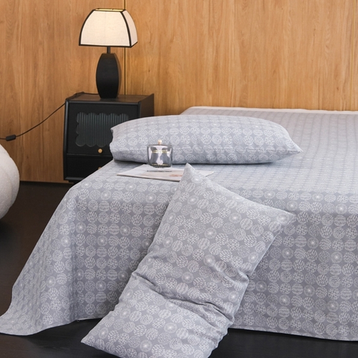 91家纺网 家纺一手货源 找家纺 慕绸家纺（原萌宝老粗布厂家） 2025新款老粗布老帆布空调软凉席原棉粗纱系列床单三件套 年轮