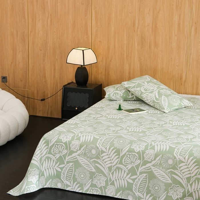 91家纺网 家纺一手货源 找家纺 慕绸家纺（原萌宝老粗布厂家） 2025新款老粗布老帆布空调软凉席原棉粗纱系列床单三件套 叶相思