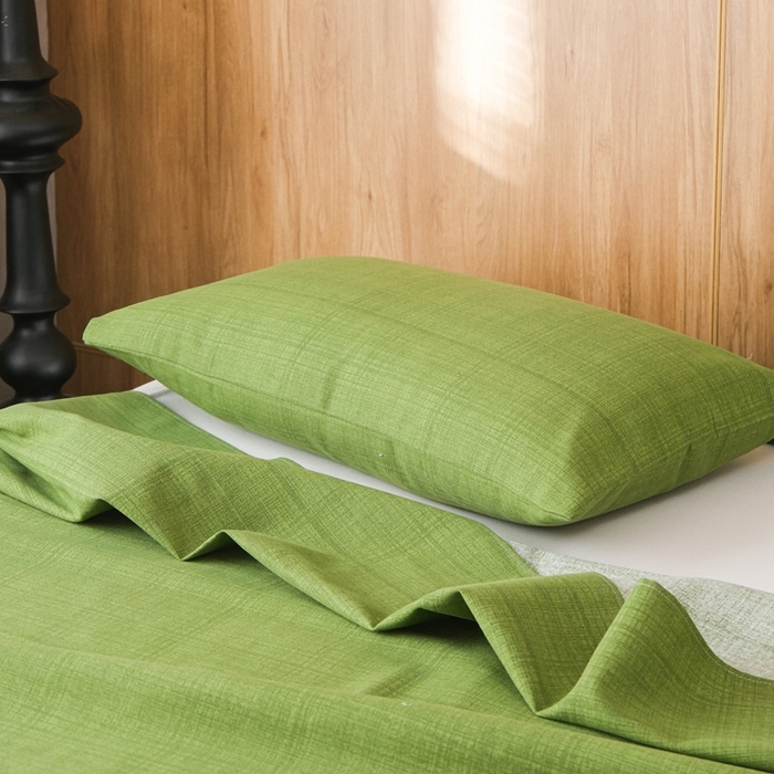 91家纺网 家纺一手货源 找家纺 慕绸家纺（原萌宝老粗布厂家） 2025新款老粗布老帆布空调软凉席原棉粗纱系列床单三件套 抹茶绿