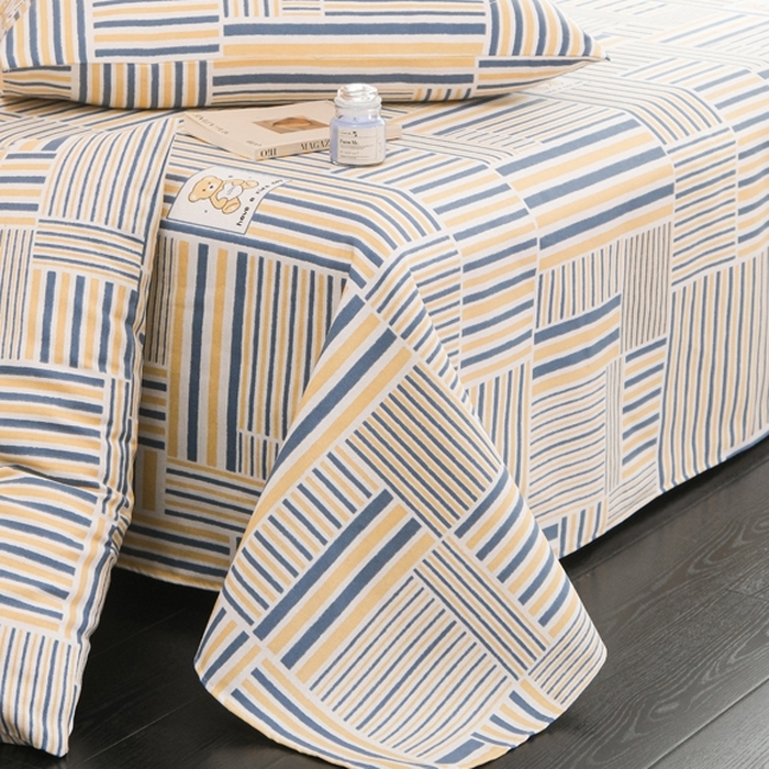 91家纺网 家纺一手货源 找家纺 慕绸家纺（原萌宝老粗布厂家） 2025新款老粗布老帆布空调软凉席原棉粗纱系列床单三件套 条条熊