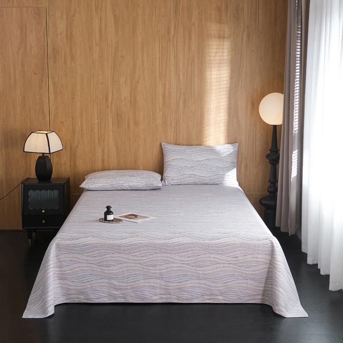 91家纺网 家纺一手货源 找家纺 慕绸家纺（原萌宝老粗布厂家） 2025新款老粗布老帆布空调软凉席原棉粗纱系列床单三件套 律动