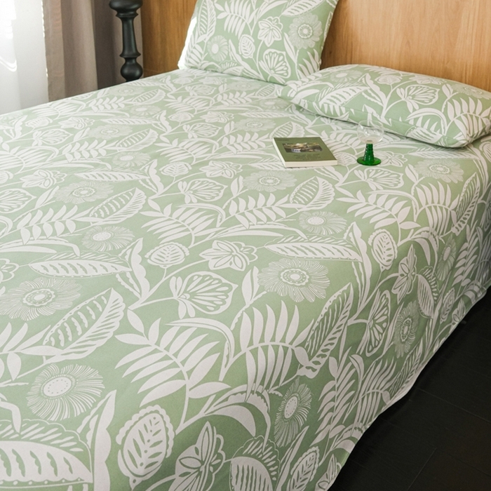 91家纺网 家纺一手货源 找家纺 慕绸家纺（原萌宝老粗布厂家） 2025新款老粗布老帆布空调软凉席原棉粗纱系列床单三件套 叶相思