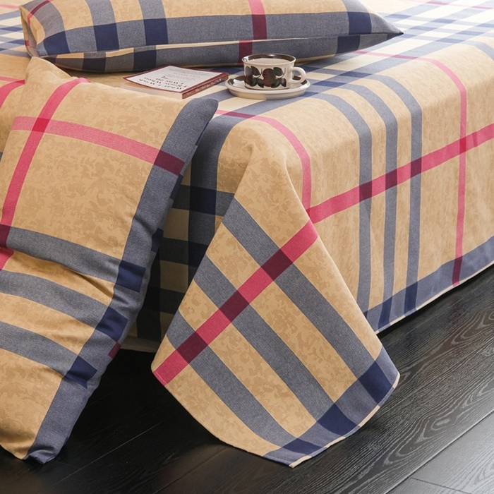 91家纺网 家纺一手货源 找家纺 慕绸家纺（原萌宝老粗布厂家） 2025新款老粗布老帆布空调软凉席原棉粗纱系列床单三件套 英伦时尚