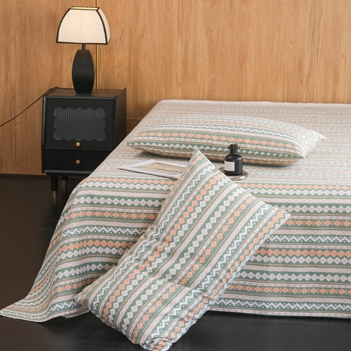 91家纺网 家纺一手货源 找家纺 慕绸家纺（原萌宝老粗布厂家） 2025新款老粗布老帆布空调软凉席原棉粗纱系列床单三件套 米亚