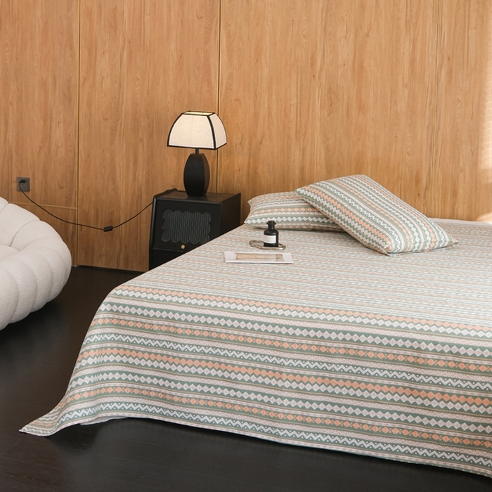 91家纺网 家纺一手货源 找家纺 慕绸家纺（原萌宝老粗布厂家） 2025新款老粗布老帆布空调软凉席原棉粗纱系列床单三件套 米亚