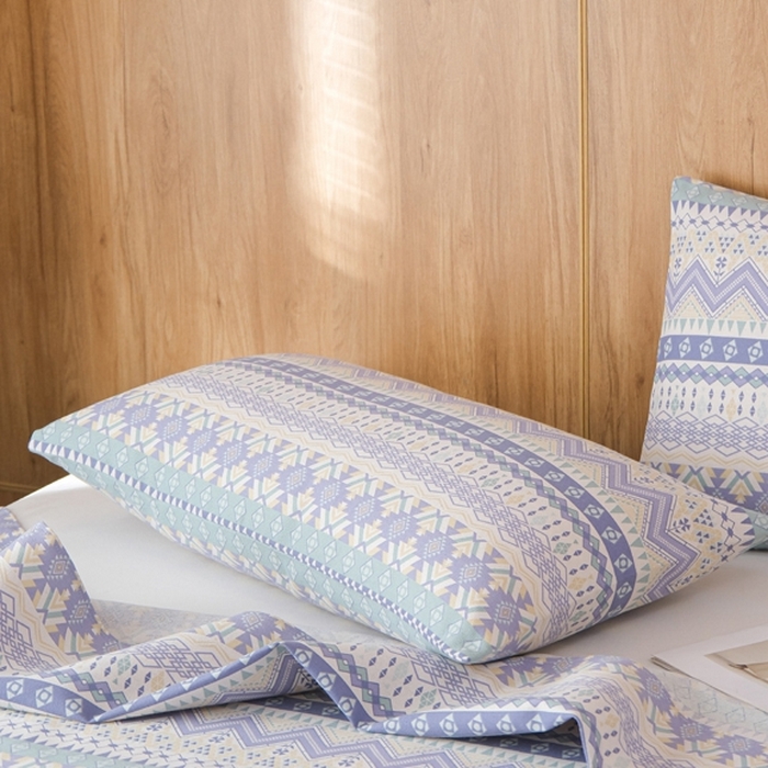 91家纺网 家纺一手货源 找家纺 慕绸家纺（原萌宝老粗布厂家） 2025新款老粗布老帆布空调软凉席原棉粗纱系列床单三件套 圣托里尼