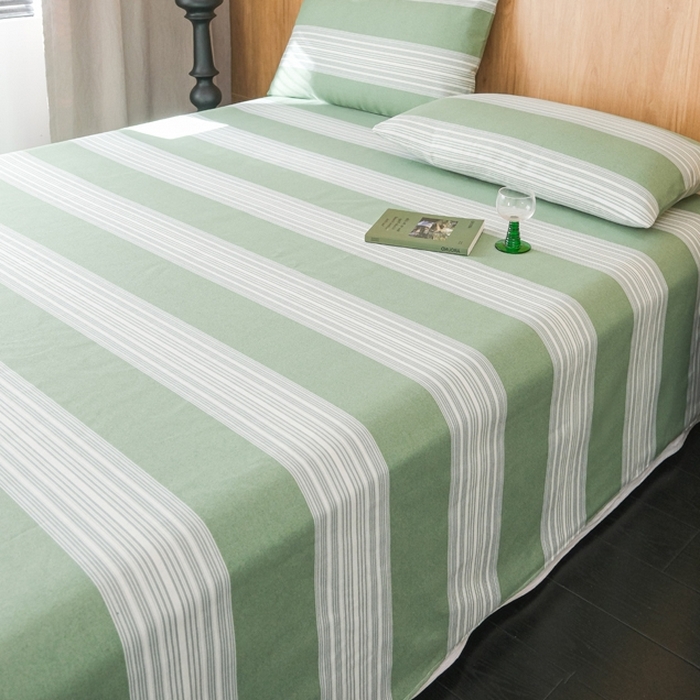 91家纺网 家纺一手货源 找家纺 慕绸家纺（原萌宝老粗布厂家） 2025新款老粗布老帆布空调软凉席原棉粗纱系列床单三件套 森屿